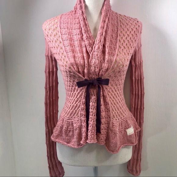 Odd Molly Sweaters - Odd Molly Pink Gold Trim Cardigan S